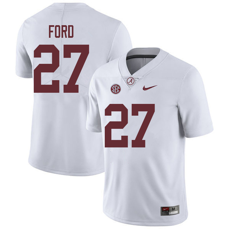 Alabama Crimson Tide Men's Jerome Ford #27 White NCAA Nike Authentic Stitched 2018 College Football Jersey KN16E50ZN